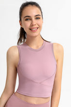 Ribbed Crisscross Round Neck Cropped Sports Tank