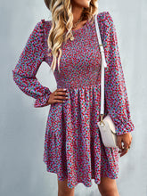 Women's round neck long sleeve versatile Floral Dress