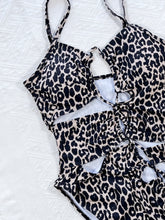 Leopard Cutout Tied One-Piece Swimsuit