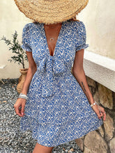 Fashion Women's Bow Knot Blue Elegant Dress Women's Summer