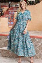 Paisley Print Flounce Sleeve Maxi Dress
