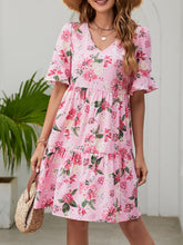 Printed V-Neck Knee-Length Dress