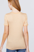 Short Sleeve Crew Neck Stripe Rayon Spandex Ringer Knit Top