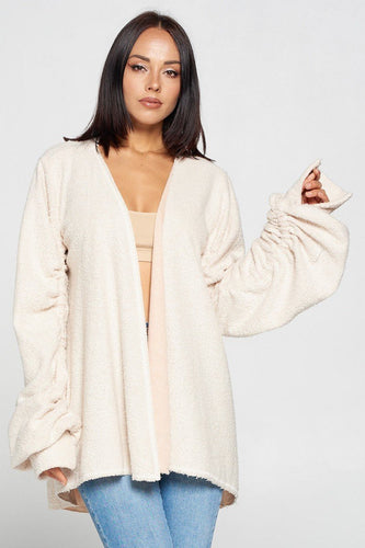 Cute Fuzzy Open Front Cardigan Sweater