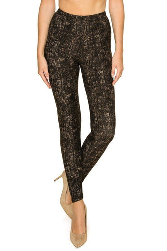 Multi Print High Waisted Full Length Fitted Leggings with Elastic Waistband