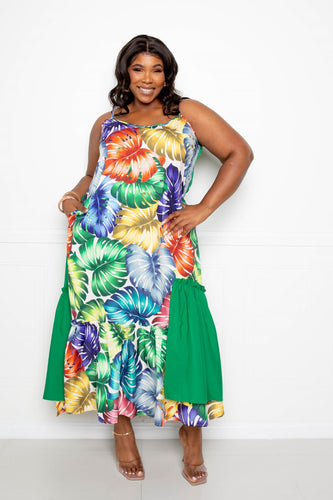 Splice Tropical Marble Print Tiered Mini Dress