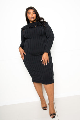 Bodycon Sweater Dress with Knot Detail Black BBA