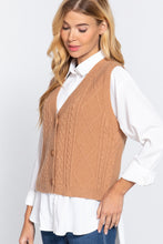 V-neck Cable Sweater Vest Cardigan