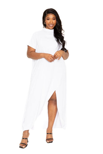 Mock Neck Dress with Back Cape for Women, Sizes 1XL-3XL