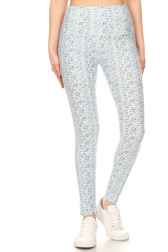 High Waist 5-Inch Yoga Leggings with Banded Waist and Multi Print Knit