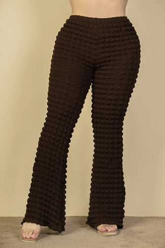 Plus Size Stretch Bubble Fabric Flare Pants Polyester