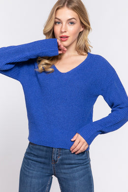 Dolman Long Sleeve Strappy Open Back Sweater