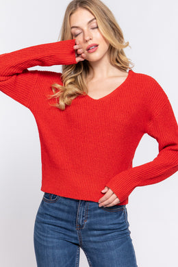 Dolman long Sleeve Strappy Open Back Sweater