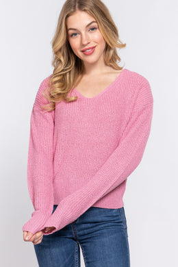 Dolman Long Sleeve Strappy Open Back Sweater