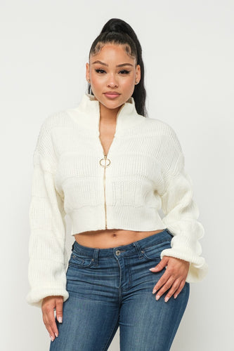 Michelin Sweater Top with Front Zipper