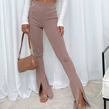 Women's Solid Color High Waist Slim Slit Flared Casual Pants