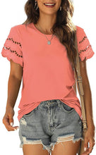 Summer new lace stitching short-sleeved T-shirt round neck top