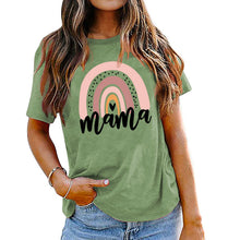 Women's Mama Rainbow Heart Letter Print Short Sleeve T-Shirt