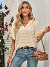 Women's casual style V-neck solid color pom pom top for women