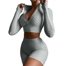 Women's solid textured fabric athleisure sets