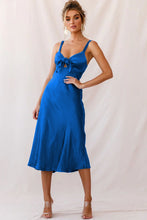 Women's Solid Satin Knotted Strap Midi Dress
