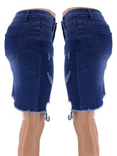Women's High Waist Ripped Irregular Denim Skirt