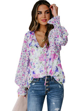 Women's Loose Floral Pattern Fashion Lantern Sleeve Top