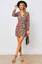 Floral Tied Long Sleeve Plunge Dress