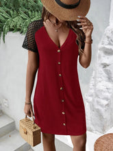 Buttoned V-Neck Raglan Sleeve Dress