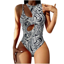 Women's Second Wave Print Cutout One-Piece Swimsuit