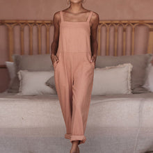 Women's Solid Color Casual Pocket Woven Jumpsuit