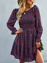 Women's round neck long sleeve versatile Floral Dress