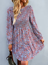 Women's round neck long sleeve versatile Floral Dress