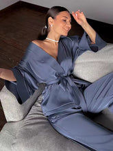 Women's Solid Color Velour Robe & Pajama Pants Set