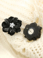 Camellia three-dimensional white flower pearl earrings