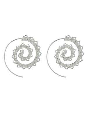 New Oval Spiral Earrings Exaggerated Swirl Gear Heart Shape Vintage Ear Jewelry