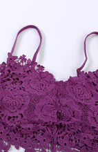 Spaghetti Straps Crochet Lace Hollow Out Bra Thong Lingerie Set