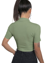 Women's tight -fitting zipper lapel top