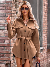 Women's fashionable casual lace up woolen jacket