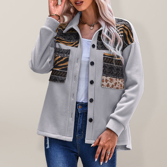 Women’s Patch Embroidered Detail Long Sleeve Shirt Jacket