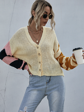 women's stitching long sleeve cardigan sweater spring autumn coat