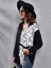 Women's polka chain checkerboard mosaic Long Sleeve Shirt