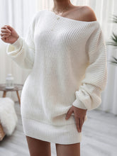 Women's straight neck casual loose knit wool dress