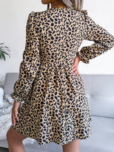 Women's Sexy Leopard Print waist Pleated Dress