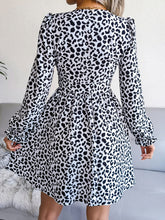 Women's Sexy Leopard Print waist Pleated Dress