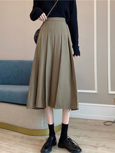 Women's High Waist Drape A-Line Midi Skirt