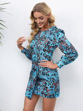 Women's printed round neck long sleeve short dress dress