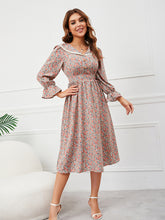 Women's temperament floral lapel lace long-sleeved dress