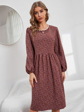 Women’s Floral Mid Length Dress With Lace Collar