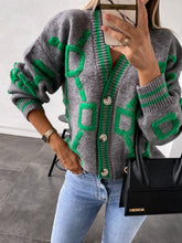 Contrast Single-Breasted Drop-Sleeve Sleeve Sweater Cardigan